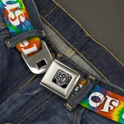 Seatbelt Belt - ONE OF US LIKES GRASS/Tie Dye Multi Color/White