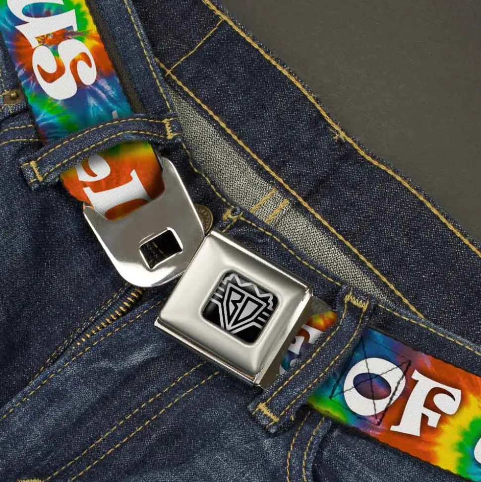 Seatbelt Belt - ONE OF US LIKES GRASS/Tie Dye Multi Color/White