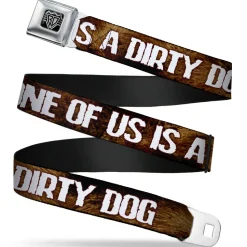 Seatbelt Belt - ONE OF US IS A DIRTY DOG/Fur Brown/White