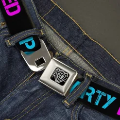 Seatbelt Belt - PARTY NAKED Black/Turquoise/Fuchsia