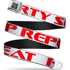 Seatbelt Belt - PARTY-SLEEP-REPEAT White/Red