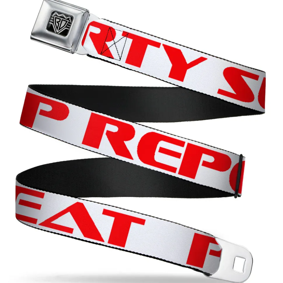 Seatbelt Belt - PARTY-SLEEP-REPEAT White/Red