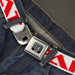 Seatbelt Belt - PARTY-SLEEP-REPEAT White/Red