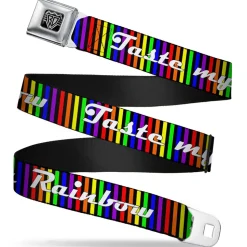 Seatbelt Belt - TASTE MY RAINBOW Black/Multi Color