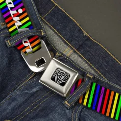 Seatbelt Belt - TASTE MY RAINBOW Black/Multi Color