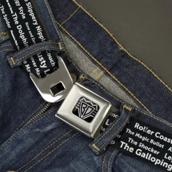 Seatbelt Belt - Verbiage Sex Positions Black/White
