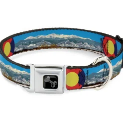 Seatbelt Buckle Collar - Colorado Mount Evans Vivid Landscape/Colorado Flag Icon