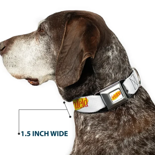 SEINFELD Spotlight Logo Full Color White/Yellow/Red Seatbelt Buckle Collar - SEINFELD Spotlight Logo White/Yellow/Red