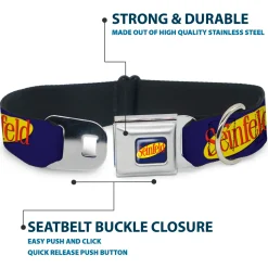 SEINFELD Spotlight Logo Full Color Navy/Yellow/Red Seatbelt Buckle Collar - SEINFELD Spotlight Logo Navy/Yellow/Red