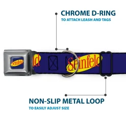 SEINFELD Spotlight Logo Full Color Navy/Yellow/Red Seatbelt Buckle Collar - SEINFELD Spotlight Logo Navy/Yellow/Red