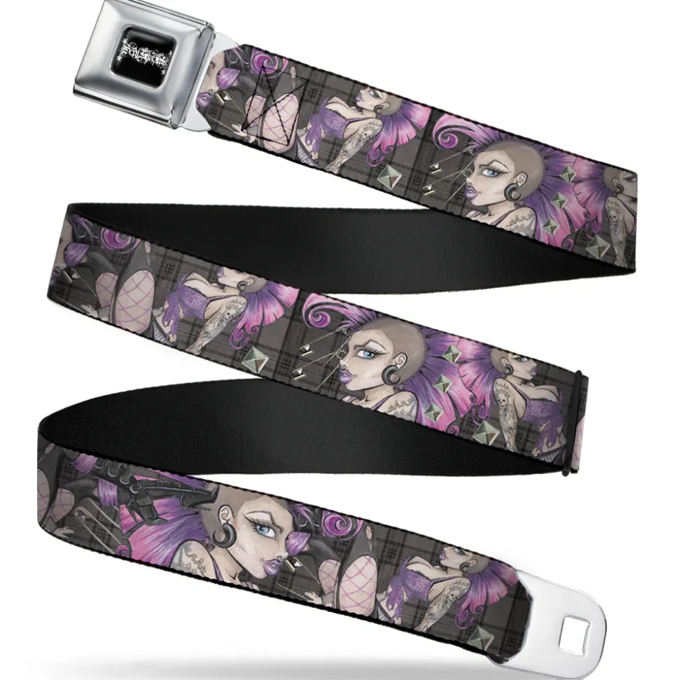 SEXY INK GIRLS Full Color Black White Seatbelt Belt - Pretty in Punk Webbing