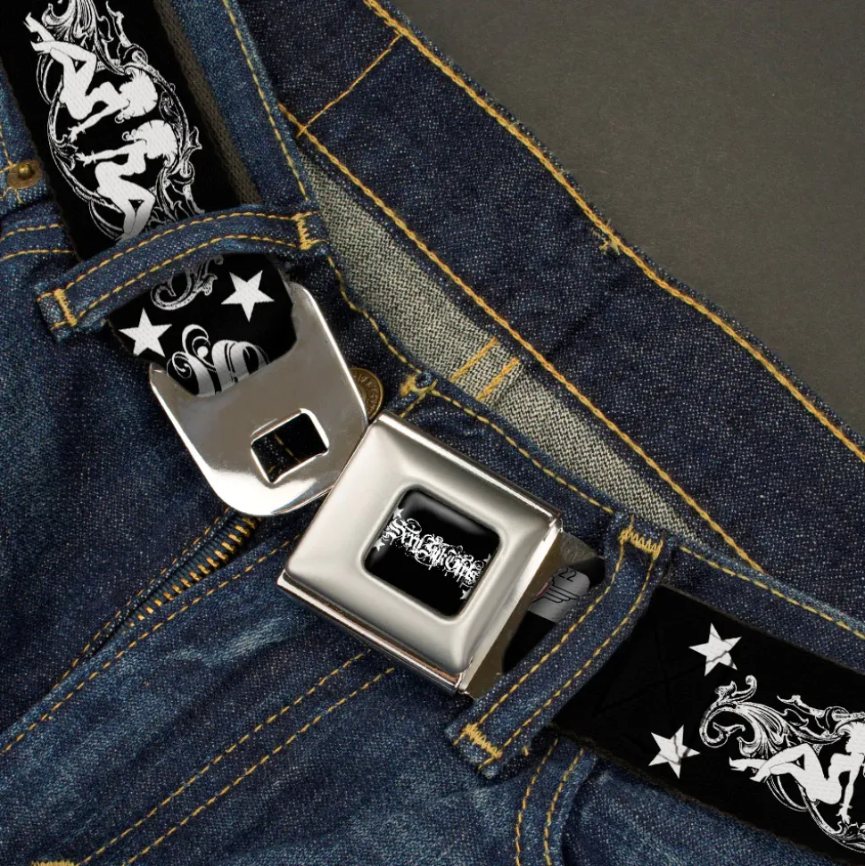 SEXY INK GIRLS Full Color Black White Seatbelt Belt - Sexy Bitch Webbing