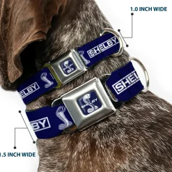 SHELBY Super Snake Cobra Split Full Color Blue/White Seatbelt Buckle Collar - SHELBY Box Logo and Super Snake Cobra Blue/White