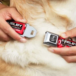 SHELBY Tiffany Split Full Color Black/White Seatbelt Buckle Collar - SHELBY 60th ANNIVERSARY Checker Red/Black/White