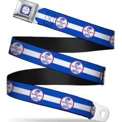 SHELBY Tiffany Split Full Color Blue Red White Seatbelt Belt - SHELBY Tiffany Split/Stripe Blue/White/Red Webbing