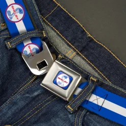 SHELBY Tiffany Split Full Color Blue Red White Seatbelt Belt - SHELBY Tiffany Split/Stripe Blue/White/Red Webbing