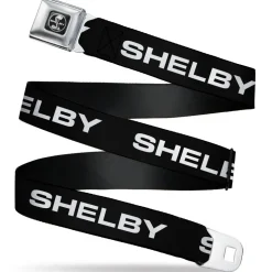 SHELBY Tiffany Split Full Color Black/White Seatbelt Belt - SHELBY Text Only Black/White Webbing