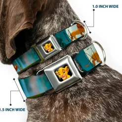 Simba2 CLOSE-UP Full Color Seatbelt Buckle Collar - Lion King Simba, Pumba & Timon Growing Up