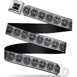 SKELANIMALS Title Logo Full Color Black/White/Red Seatbelt Belt - Skelanimals Diego Jack Kits Portraits Gray/Black Webbing