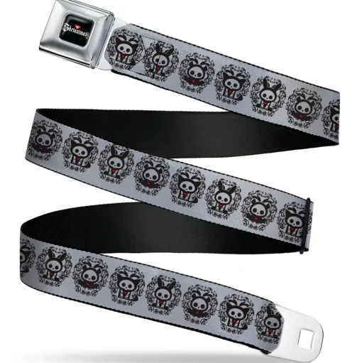 SKELANIMALS Title Logo Full Color Black/White/Red Seatbelt Belt - Skelanimals Diego Jack Kits Portraits Gray/Black Webbing