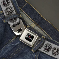 SKELANIMALS Title Logo Full Color Black/White/Red Seatbelt Belt - Skelanimals Diego Jack Kits Portraits Gray/Black Webbing