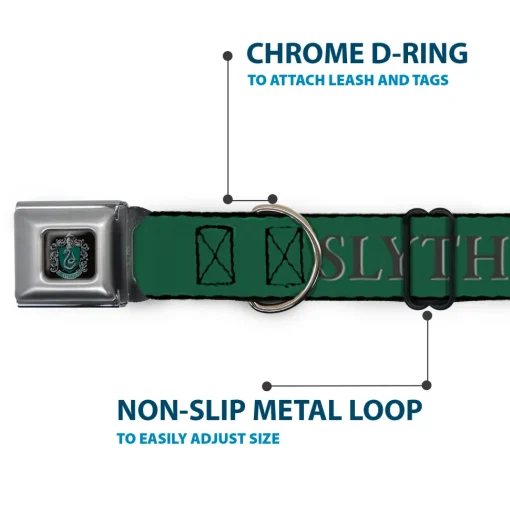Slytherin Crest Full Color Seatbelt Buckle Collar - Harry Potter SLYTHERIN & Crest Green/Black