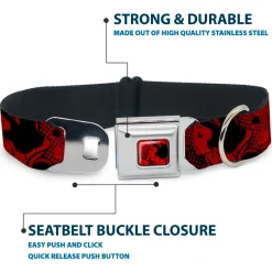 Snow White & Apple Full Color Reds/Black Seatbelt Buckle Collar - SNOW WHITE Poses/Apple Halftone Reds/Black