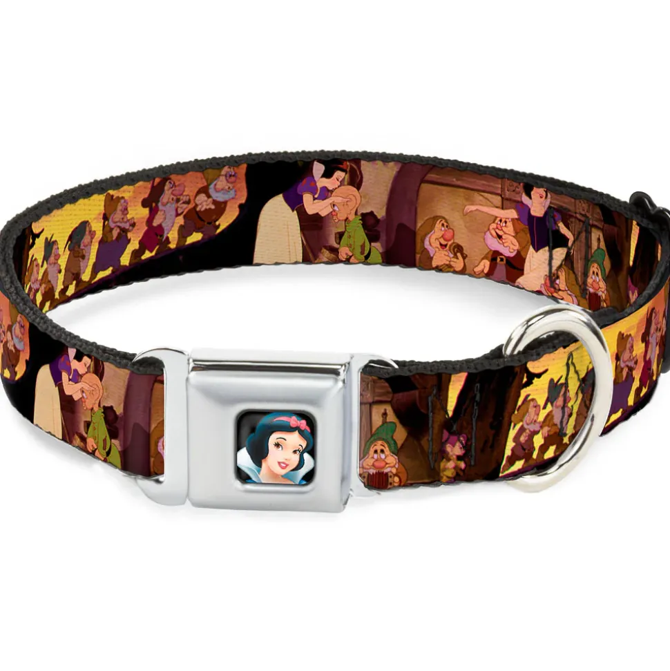 Snow White Full Color Black Seatbelt Buckle Collar - Snow White & the Seven Dwarfs Scenes