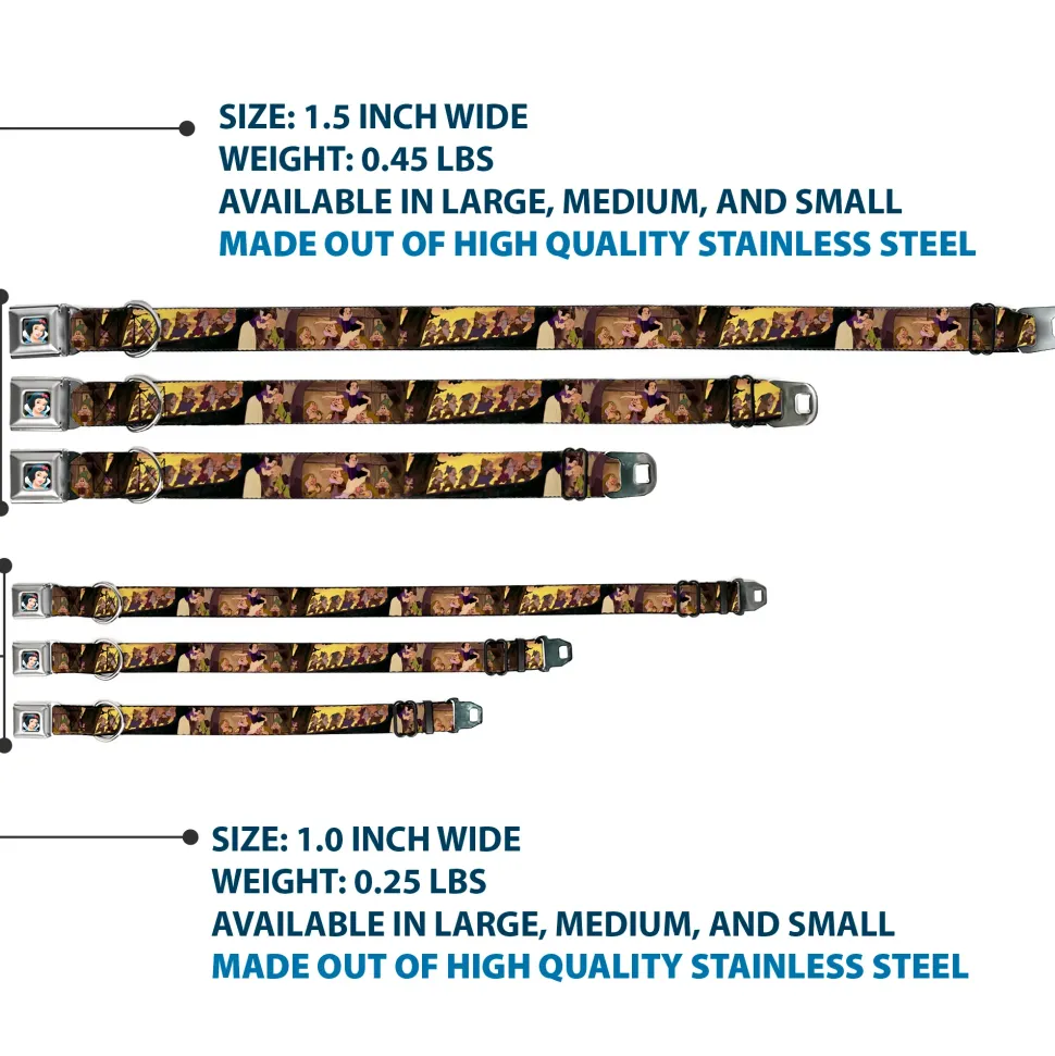 Snow White Full Color Black Seatbelt Buckle Collar - Snow White & the Seven Dwarfs Scenes