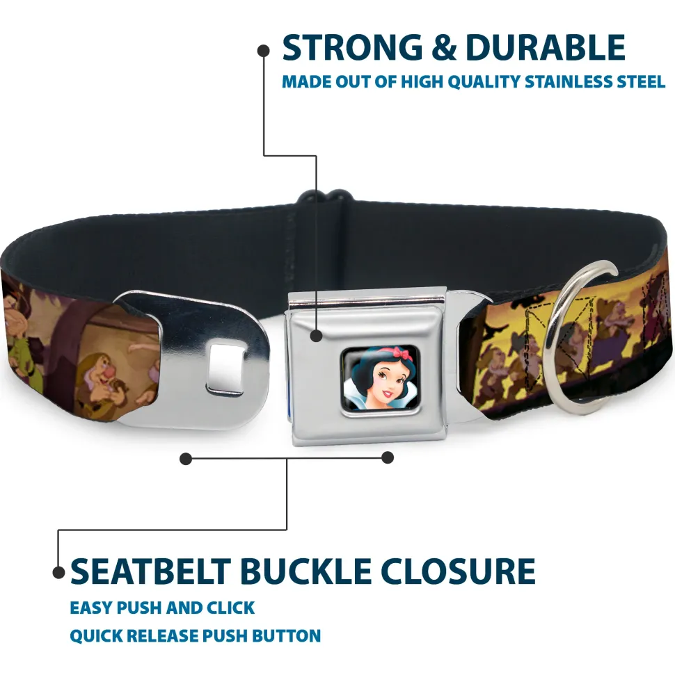 Snow White Full Color Black Seatbelt Buckle Collar - Snow White & the Seven Dwarfs Scenes