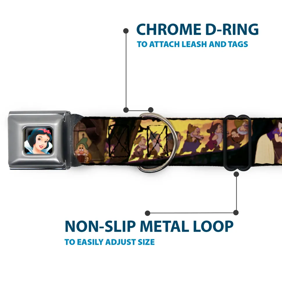 Snow White Full Color Black Seatbelt Buckle Collar - Snow White & the Seven Dwarfs Scenes