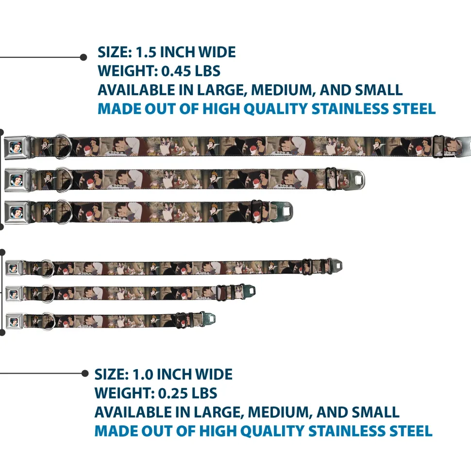 Snow White Full Color Black Seatbelt Buckle Collar - Snow White Scenes