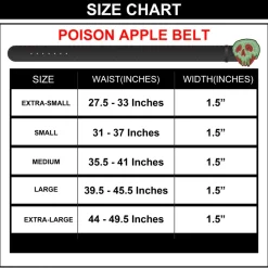 Snow White Poison Apple Crystal Rhinestone Cast Buckle - Black PU Strap Belt