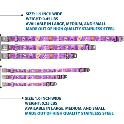 Snowflake Full Color Purple White Seatbelt Buckle Collar - Frozen Anna/Elsa/Olaf Poses/Scenes Purples