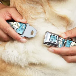 Snowflakes Frozen Art Collection Full Color Blues/White Seatbelt Buckle Collar - Anna/Snowflakes Frozen Art Collection Poses