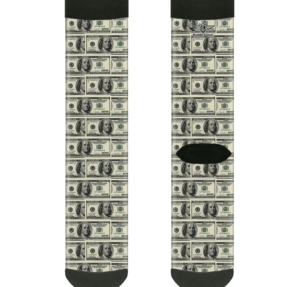 Sock Pair - Polyester - 100 Dollar Bills - CREW