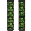 Sock Pair - Polyester - 420 Pot Leaf Black Smoke Green - CREW