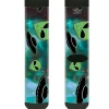 Sock Pair - Polyester - Aliens & UFO's Galaxy/Green/Black/White - CREW