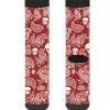 Sock Pair - Polyester - Bandana Skulls Red White - CREW