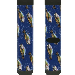 Sock Pair - Polyester - Bass Fish Water Bubbles - CREW