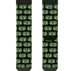 Sock Pair - Polyester - BD Skulls w/Wings Black/Green - CREW