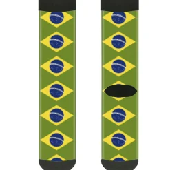 Sock Pair - Polyester - Brazil Flags - CREW