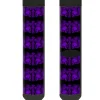 Sock Pair - Polyester - Buckle-Down Skulls w Wings Black Purple - CREW