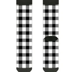 Sock Pair - Polyester - Buffalo Plaid Black White - CREW