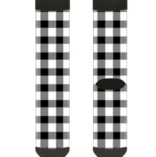Sock Pair - Polyester - Buffalo Plaid Black White - CREW