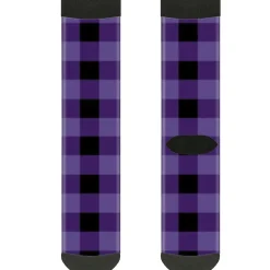 Sock Pair - Polyester - Buffalo Plaid Black Purple - CREW