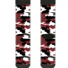 Sock Pair - Polyester - Camo Red Black Gray White - CREW
