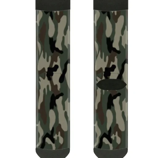 Sock Pair - Polyester - Camo Olive3 - CREW