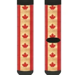 Sock Pair - Polyester - Canada Flag Continuous Vintage - CREW