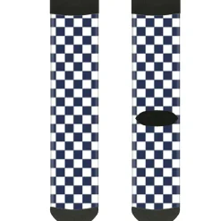 Sock Pair - Polyester - Checker Navy Blue White - CREW